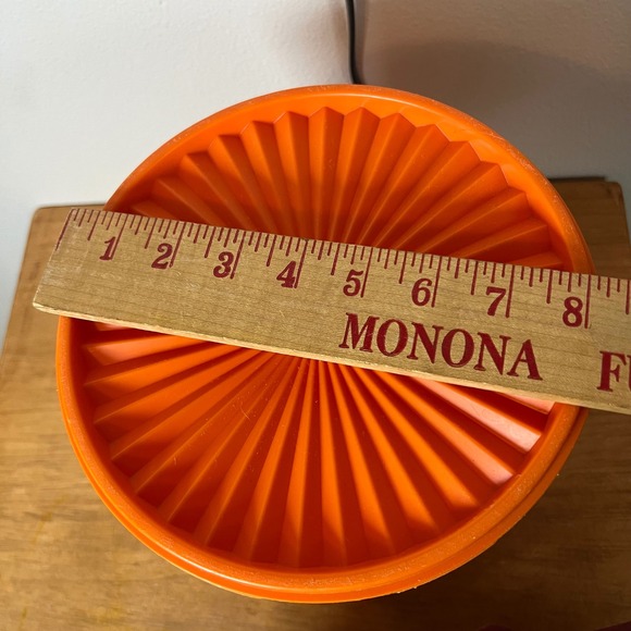 Vintage Tupperware Servalier Canister Set 4 Orange Sunburst Lid Flour Sugar Tea - Picture 8 of 12